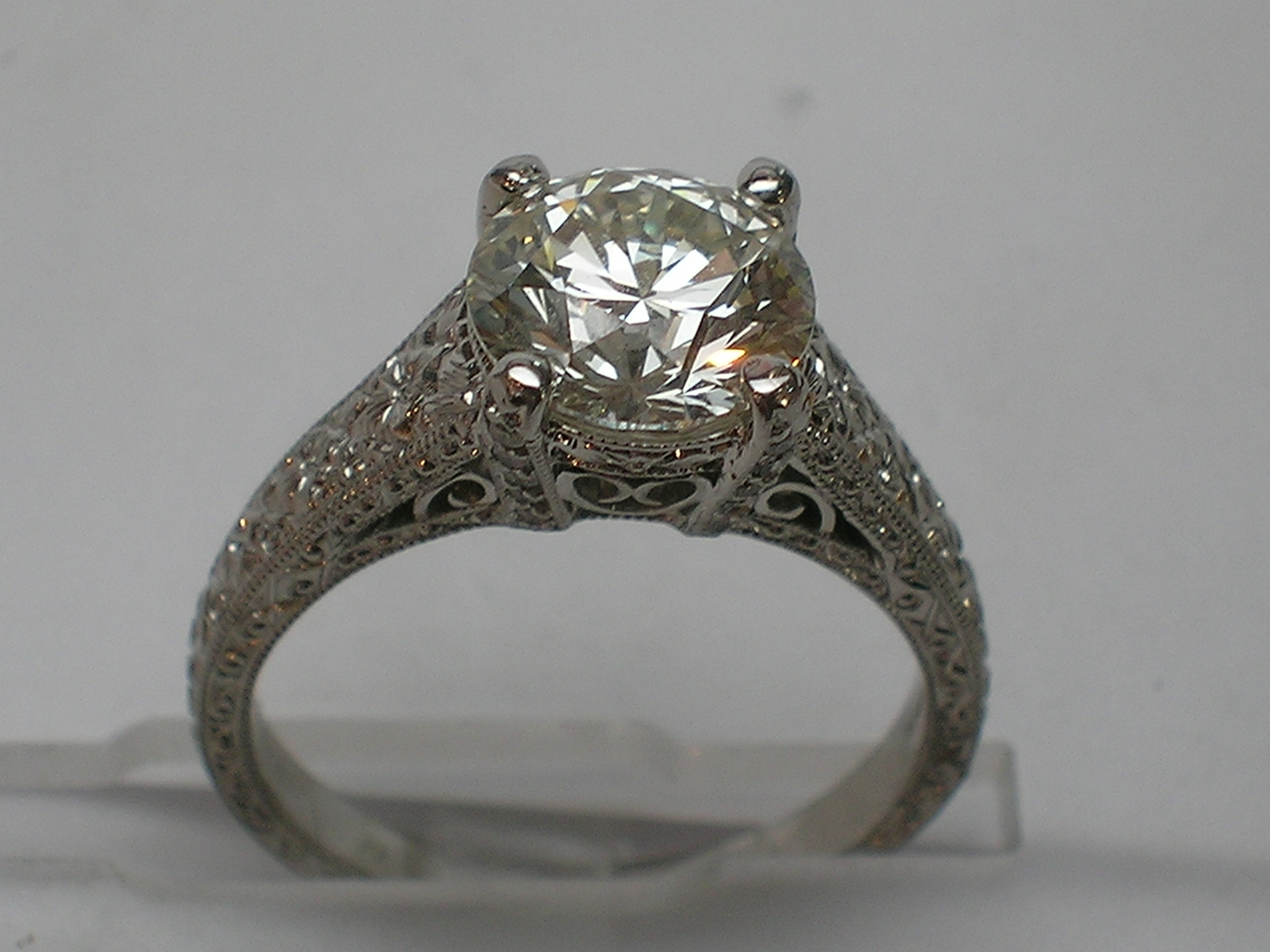 Platinum Estate Style Ring Estate Style Ring With One 2.04Ct Round G