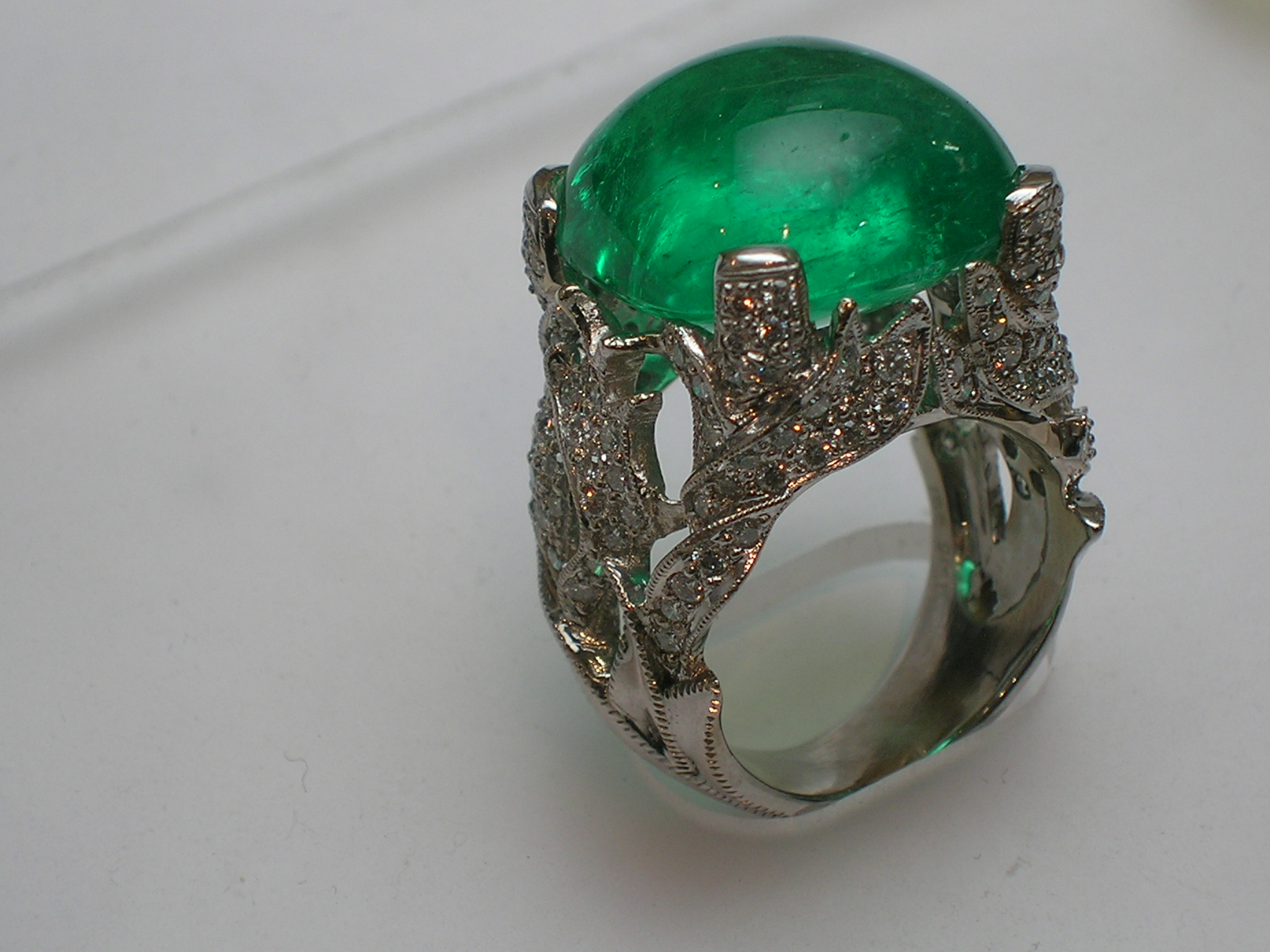 22.11ct Emerald with Custom Made 18 Karat Estate Style Ring With 160=1