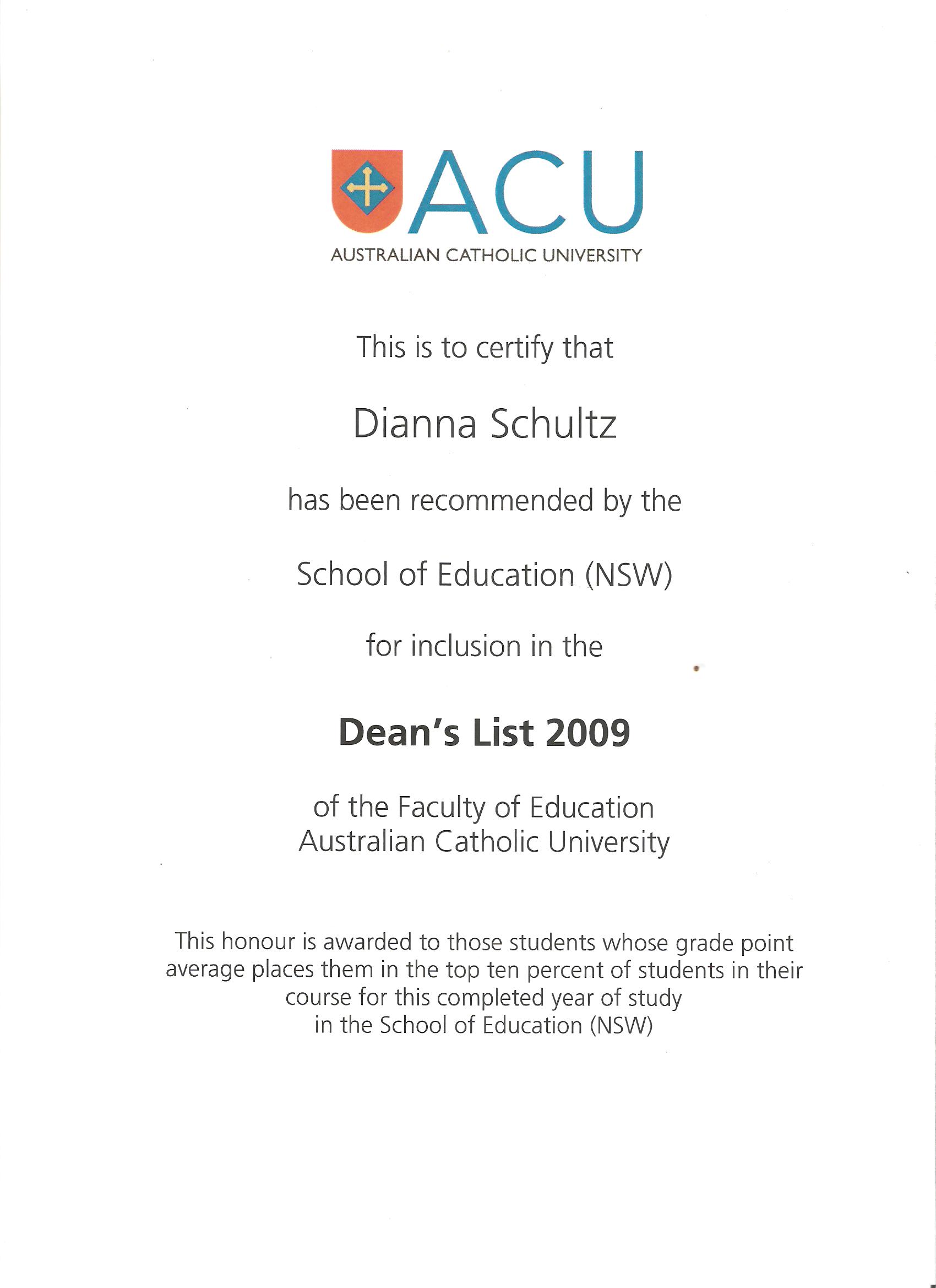 Ltc Deans List 2023 Qualifications / Awards | Dianna Menegazzo