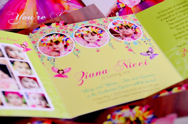 Ziana's Enchanted Fairy Garden Themed 1st Birthday Invitations