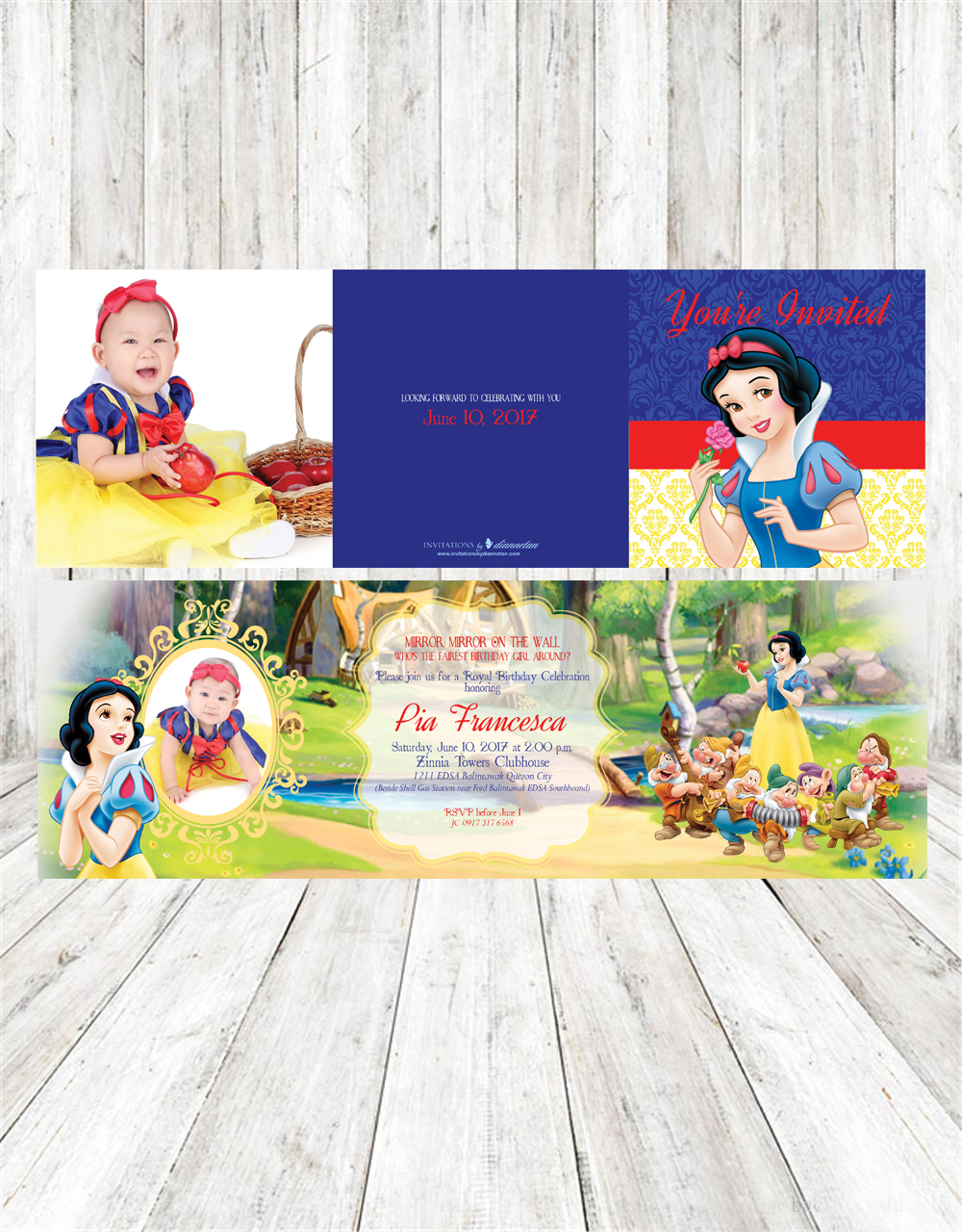 Pia's Disney Snow White Themed 1st Birthday Invitation, Philippines