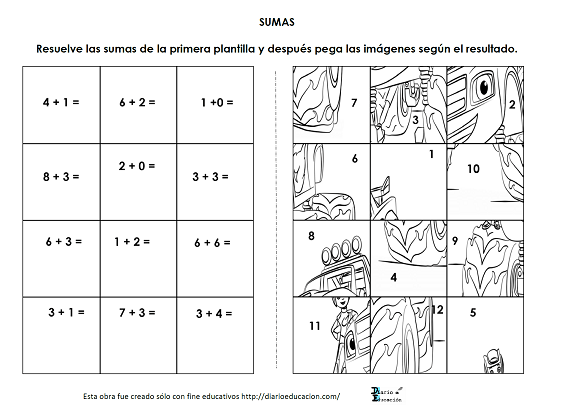 Rompecabezas de sumas para primer grado Diario EducaciÃ³n