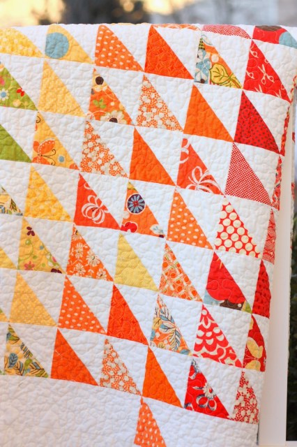 Half Square Triangle Quilt instructions and pattern featured by top US quilting blog, Diary of a Quilter