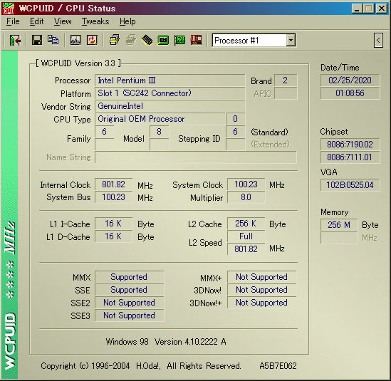 200225 CPUZ Vintage Editionを動かしてみる Diary on wind