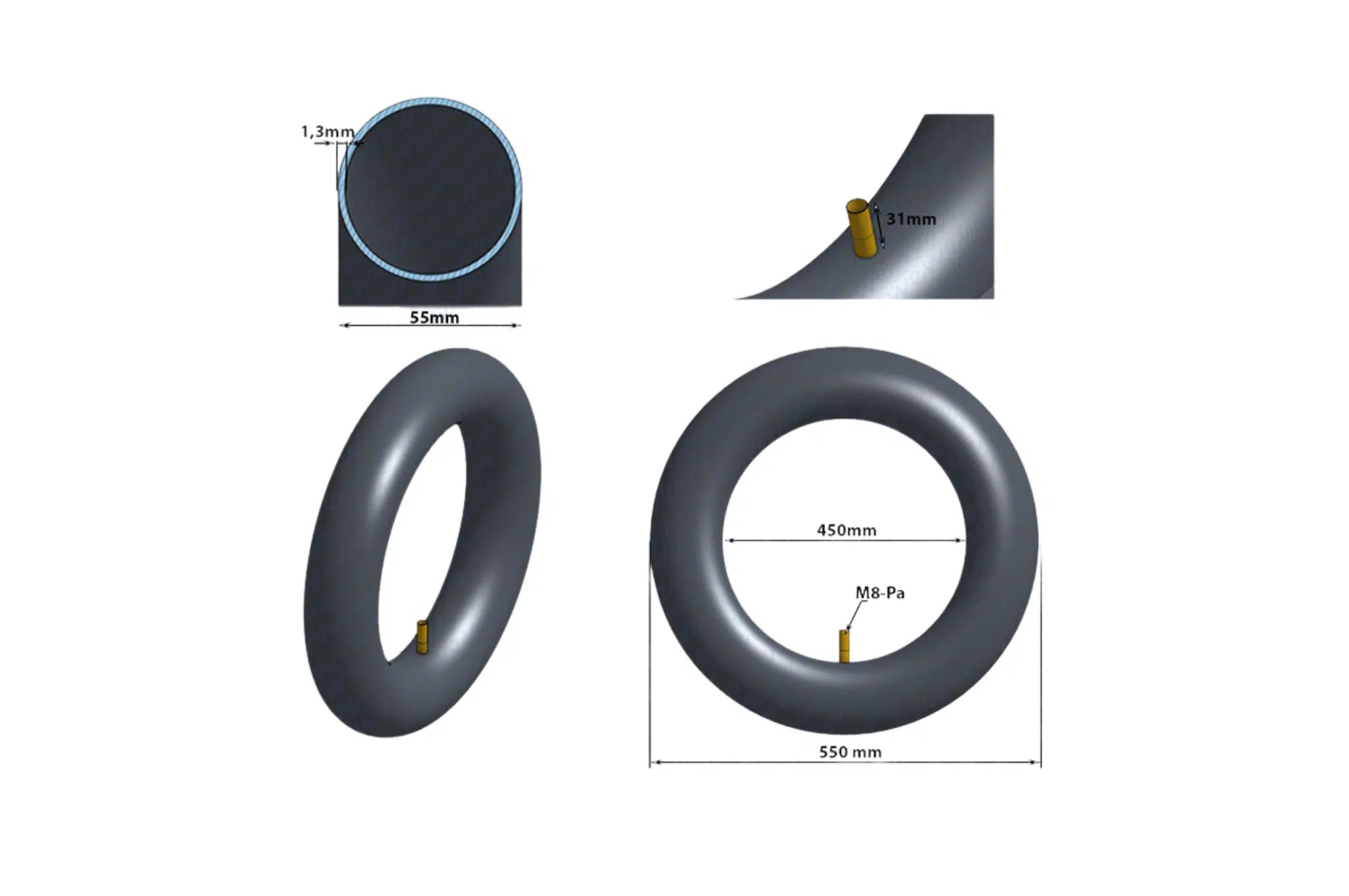 22×1.95/2.125 Inner tube for 22 inch rims Dias Customs