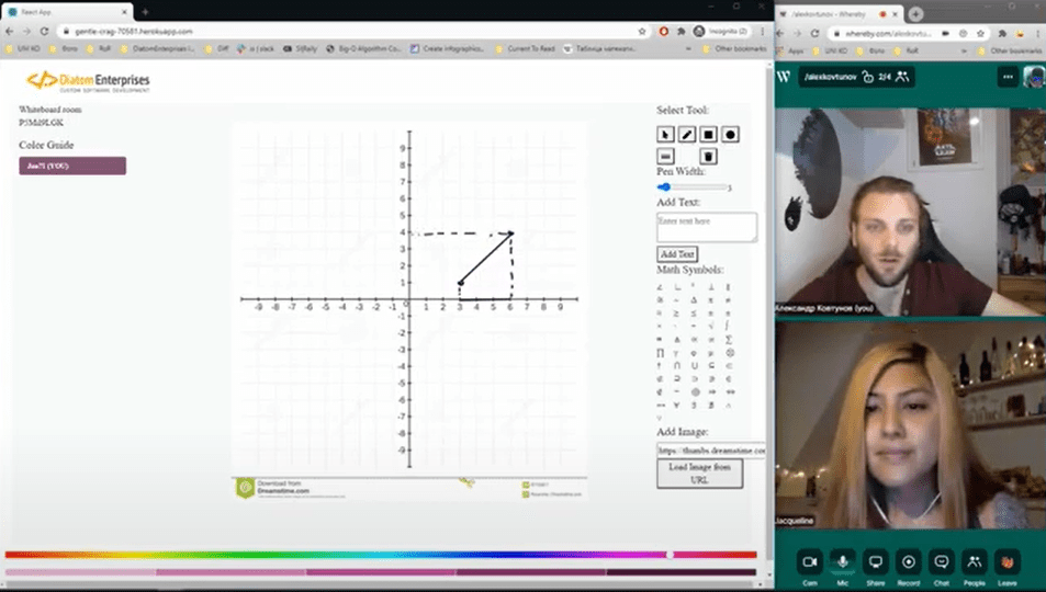 Online whiteboard on ReactJS for math tutoring