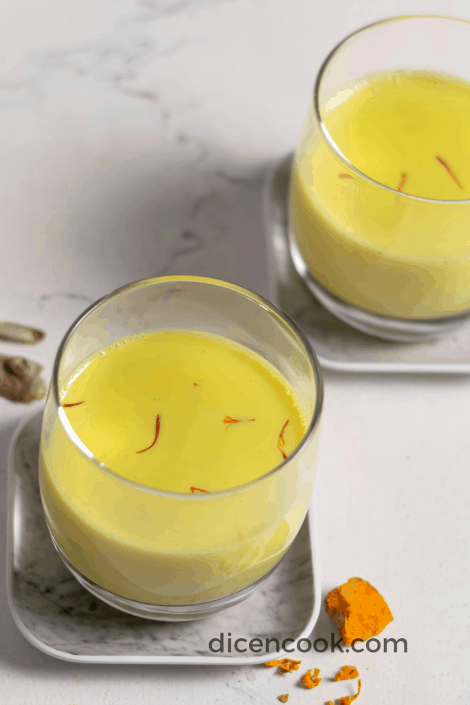 Turmeric Saffron Milk Healthy Indian Drinks Dice n Cook