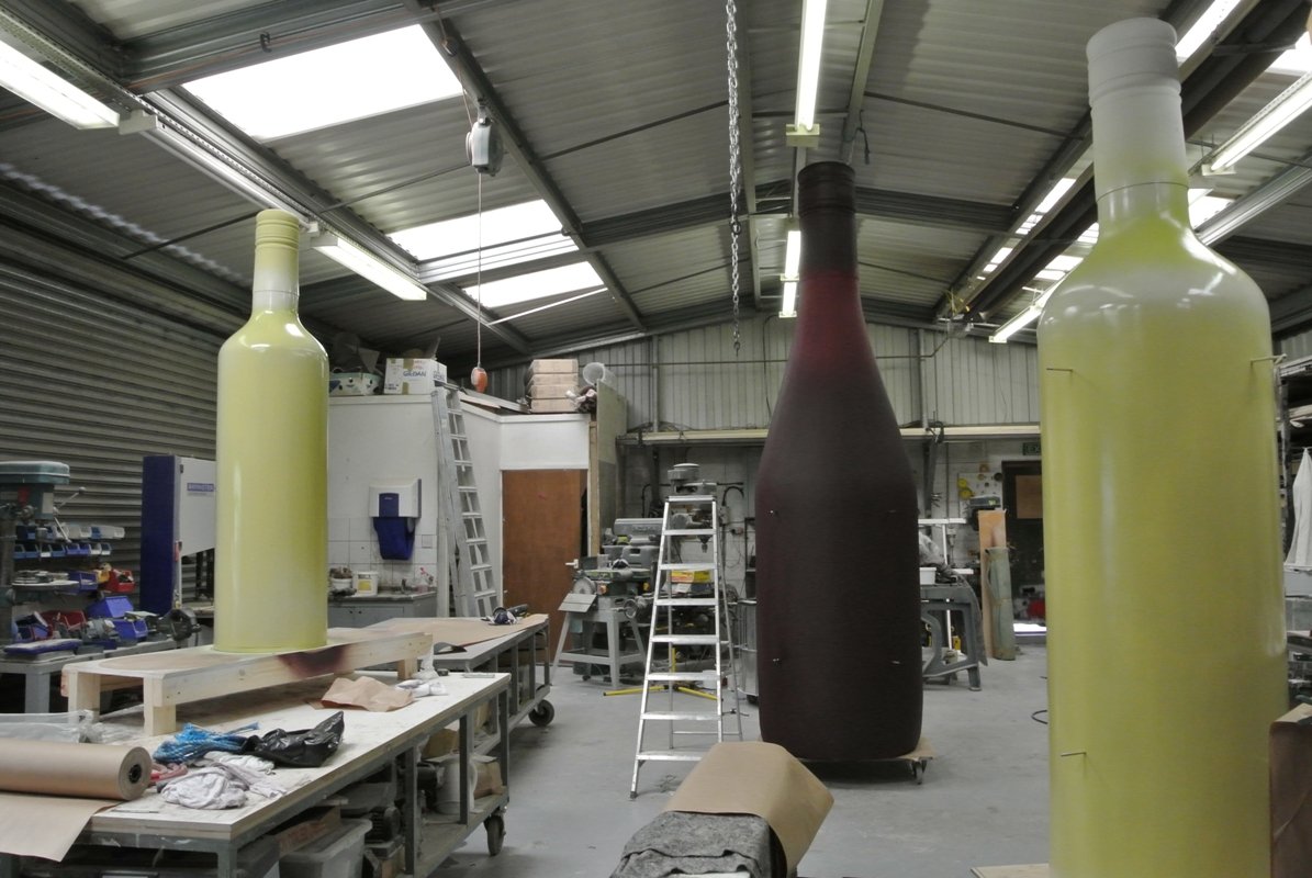 Prop Design, Giant Wine Bottles for Taxi Tour Dick Creatives