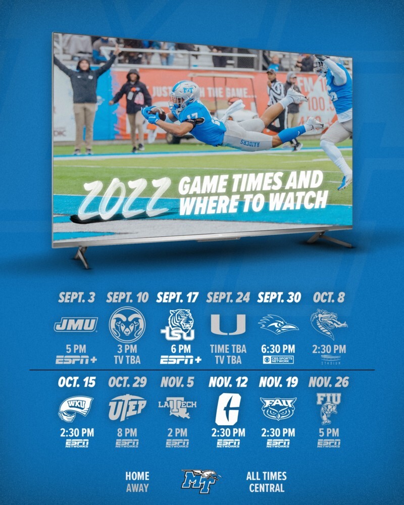 mtsu spring semester 2023 Take A Look At The Mtsu Football Schedule For The 2022/2023 Season - Dickson County Source