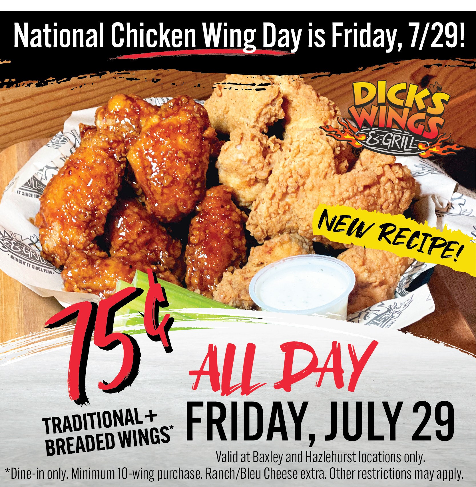 National Chicken Wing Day In Dicks Wings and Grill