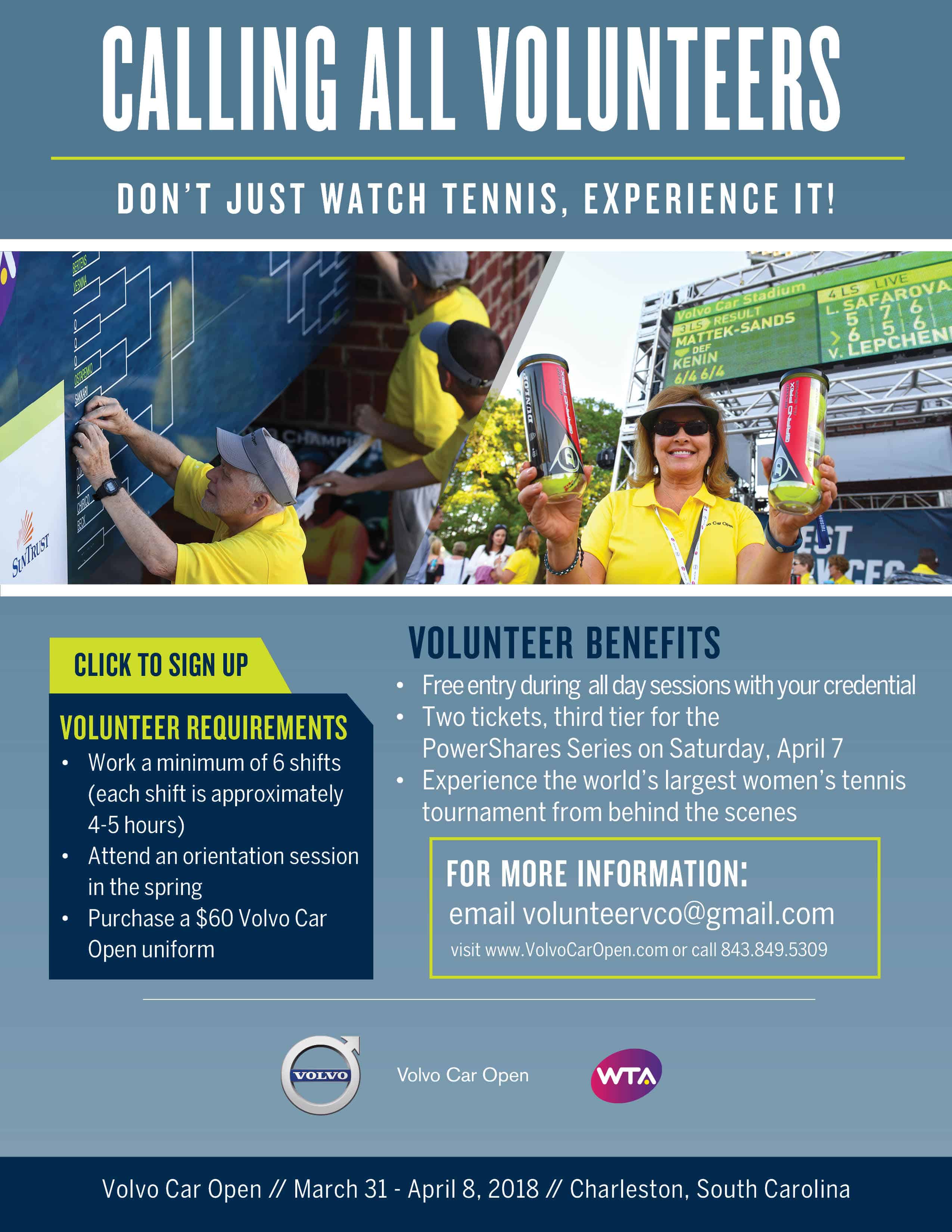 DI Volvo Cup Volunteer poster Daniel Island Property Owners' Association