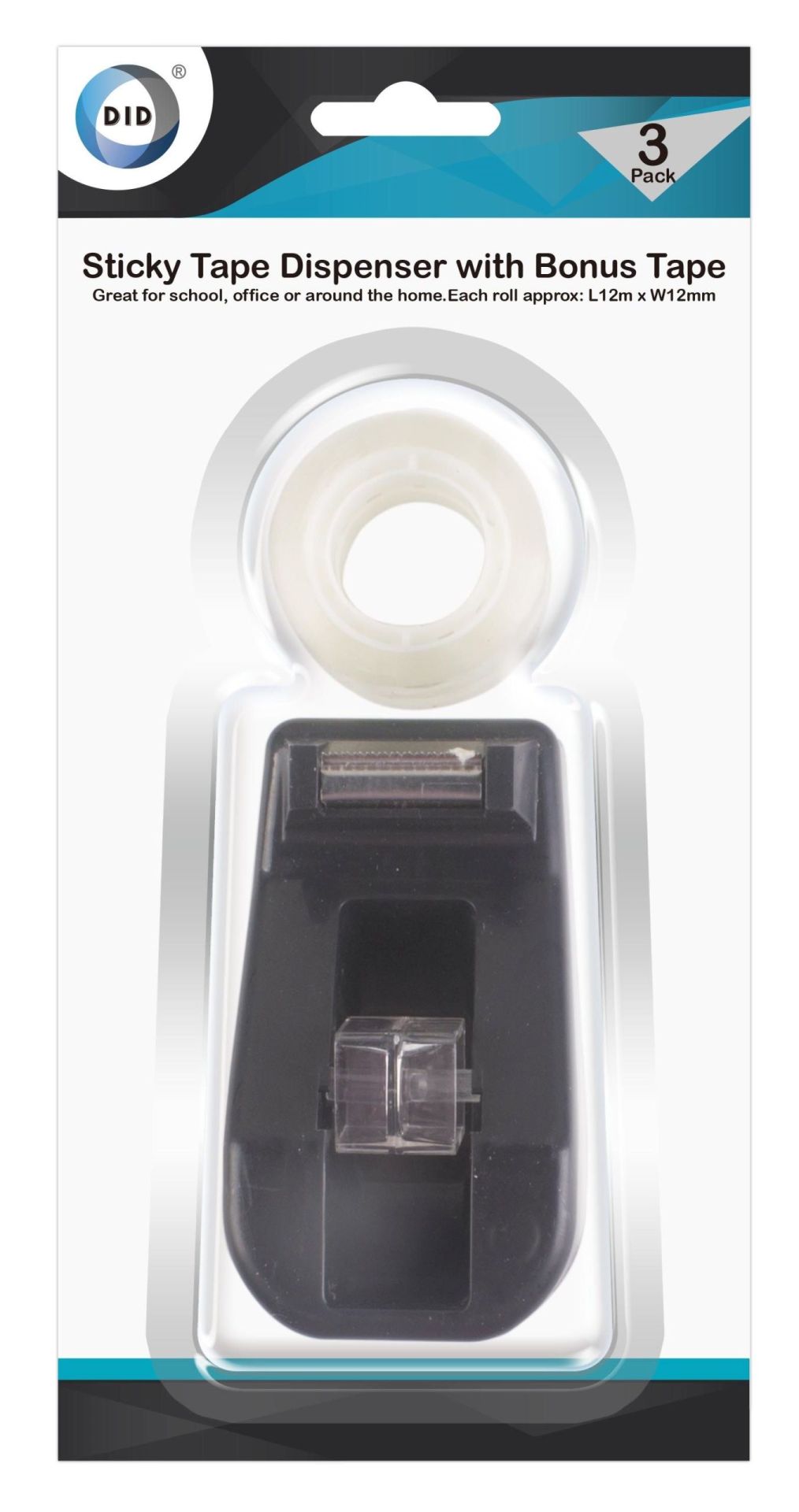 3pc sticky tape dispenser with bonus tape DID Distribution