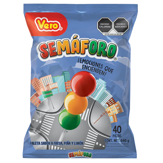 Paleta Semaforo Vero 40 Pzs. Didu Fiestas Dulcería en Puebla