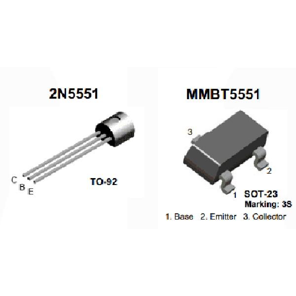 Transistor G1 MMBT5551 2N5551 5551 SOT233 SMD NPN 0.6A 160V (SMD Dán