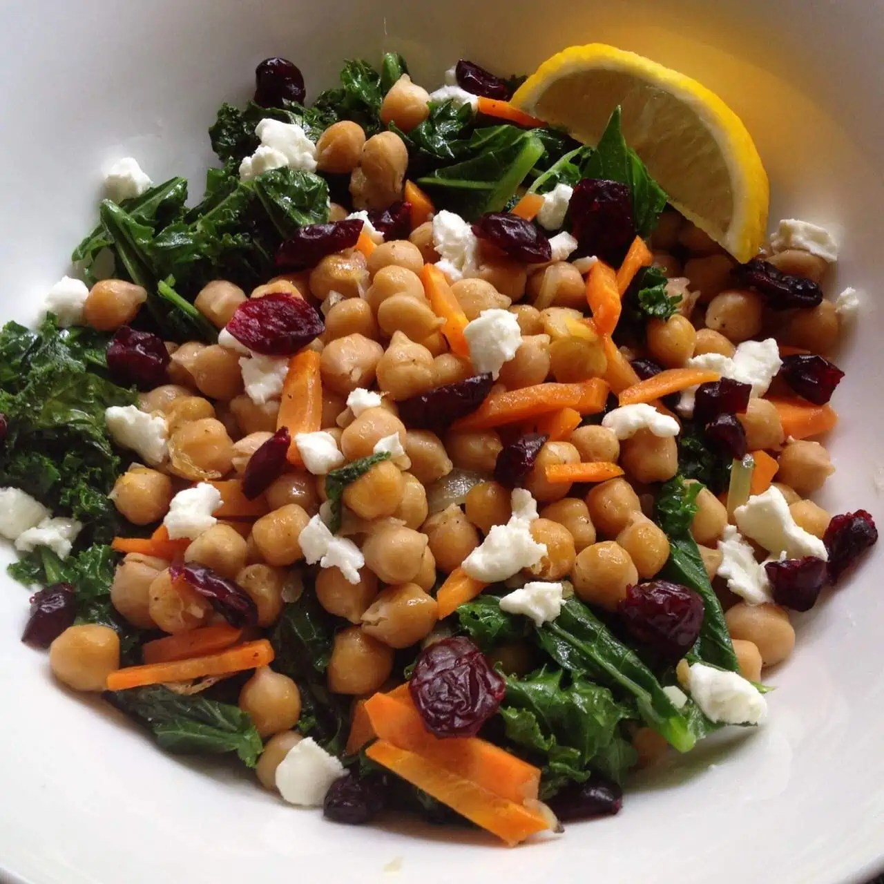 Warm Chickpea & Kale Entrée Salad with Goat Cheese Dietetic