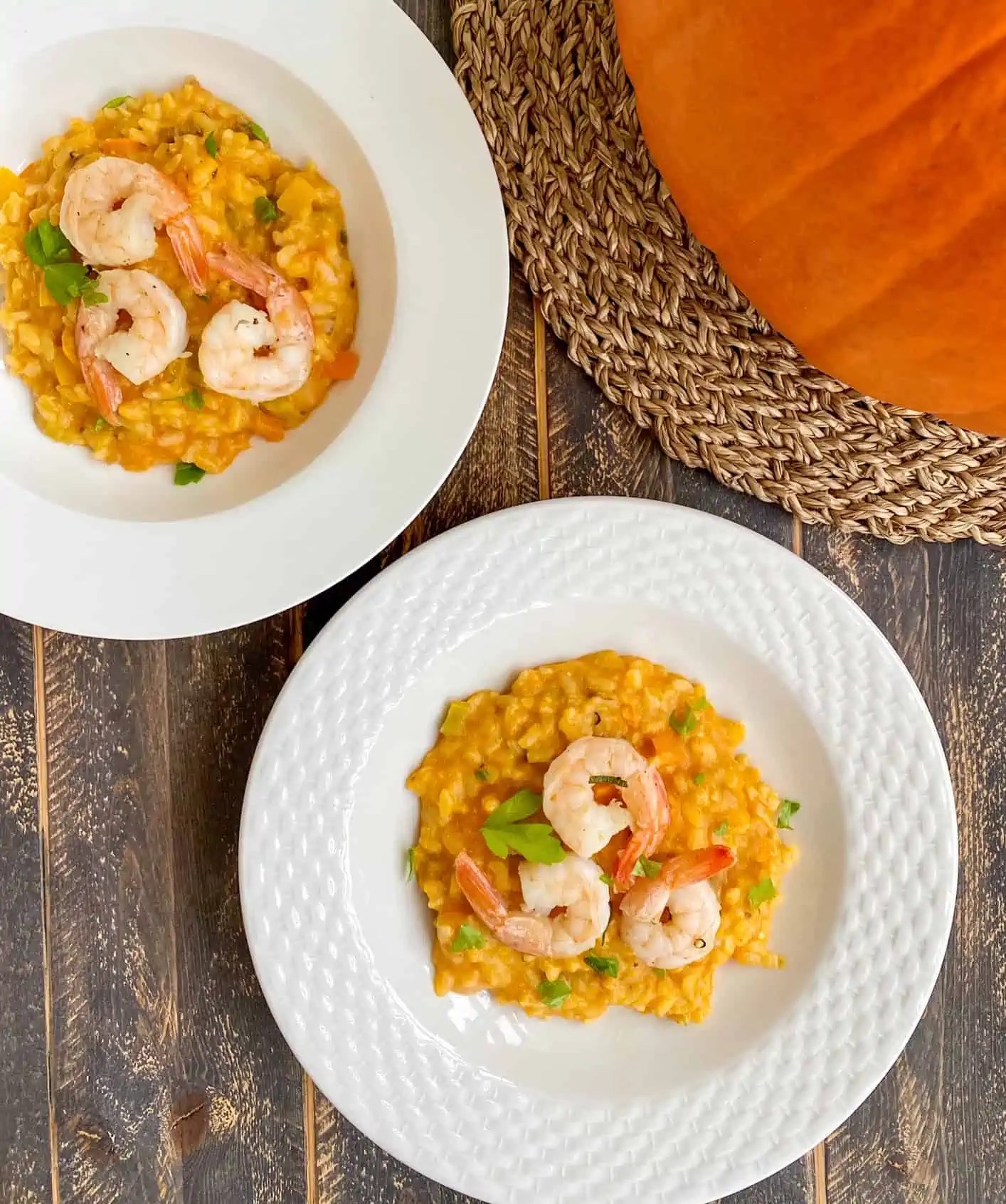 Pumpkin Sage Risotto with Shrimp {Dietetic Directions, Dietitian Recipe}