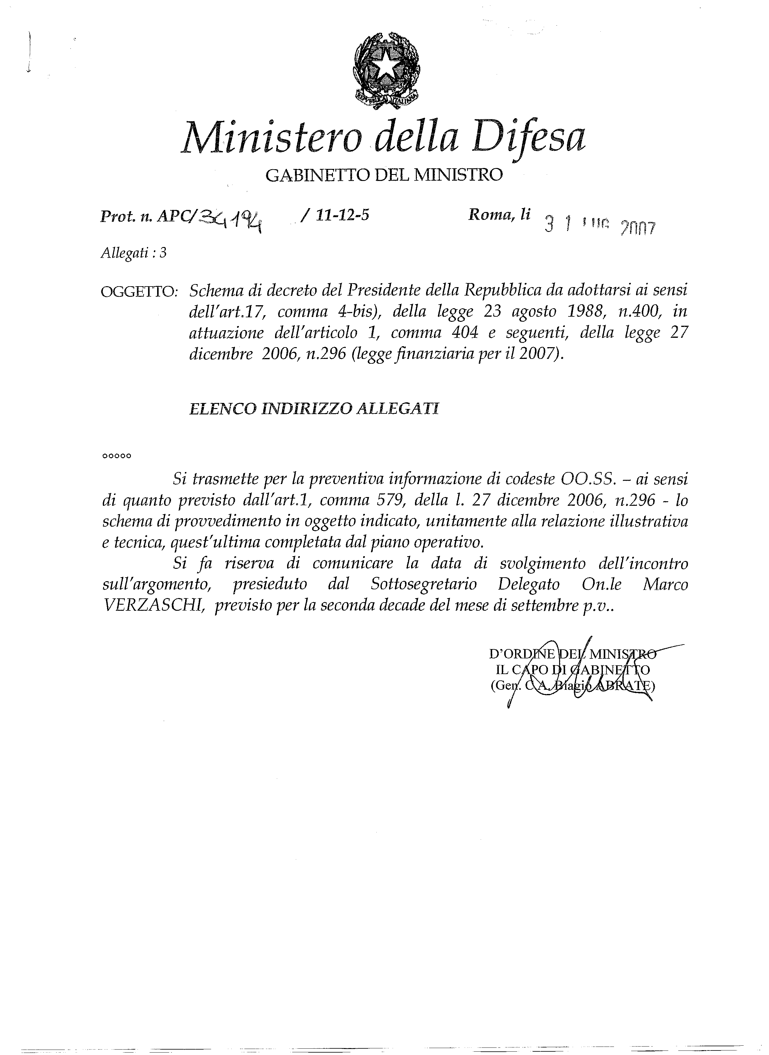 Usb Pubblico Impiego - Ministero Della Difesa: Schema Dpr In Attuazione Art.1 Comma 404 Legge 27.12.06 Finanziaria 2007.Pdf 3498_x_2550_png