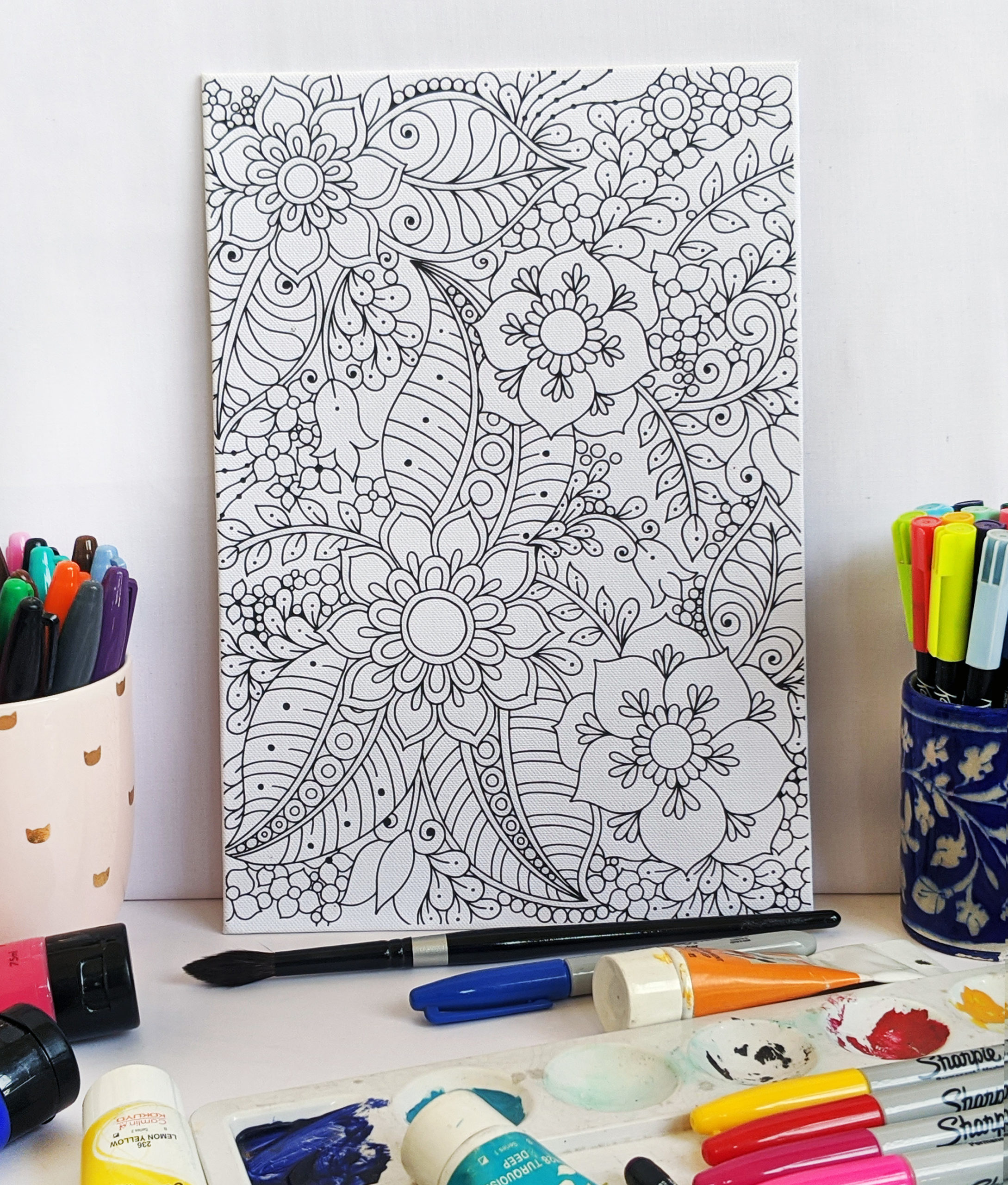 Forest Adult Coloring Canvas Different Strokes Arts