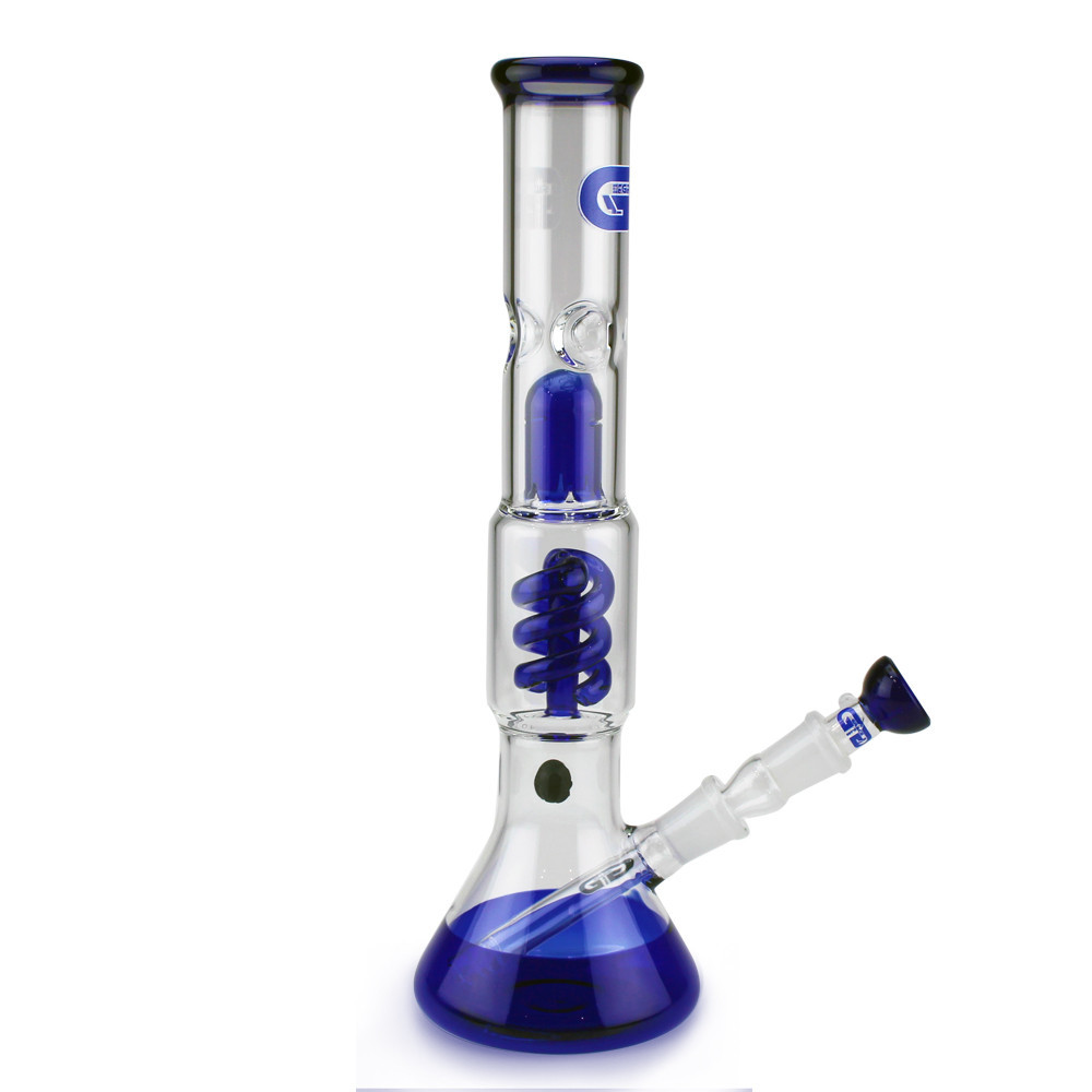 Beaker Bong with Spiral Perc Splash Guard and Ice Notch