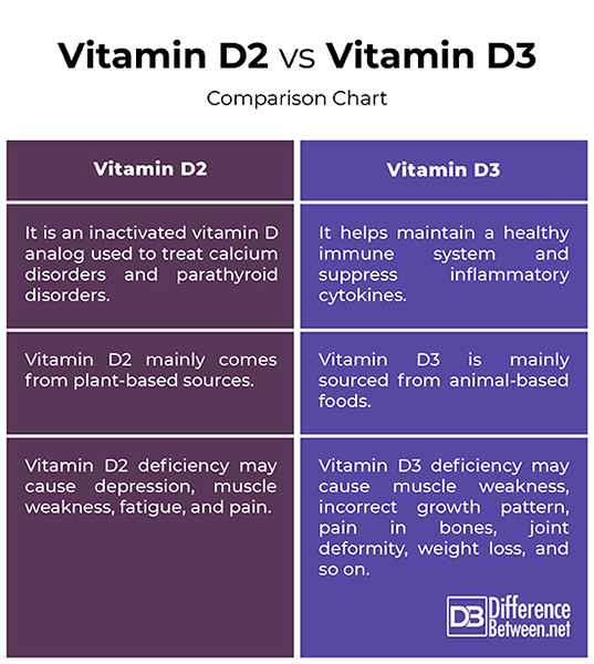 Diferencia entre la vitamina D2 y D3 Diffexpert