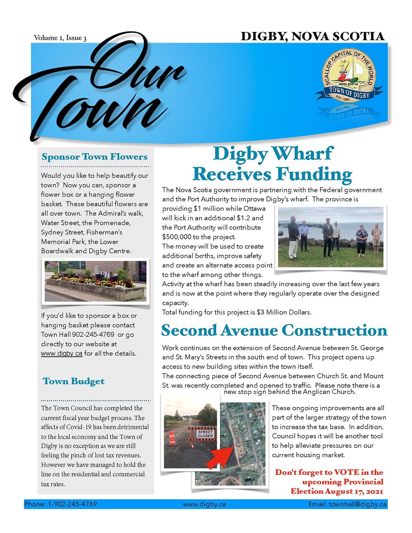 Our Town Newsletter Volume 1 Issue 3 Town of Digby, Nova Scotia