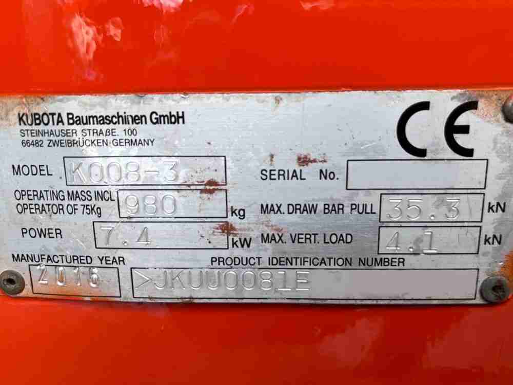 Kubota K008-3 Micro Excavator | Plant Machinery | Digger Dumper