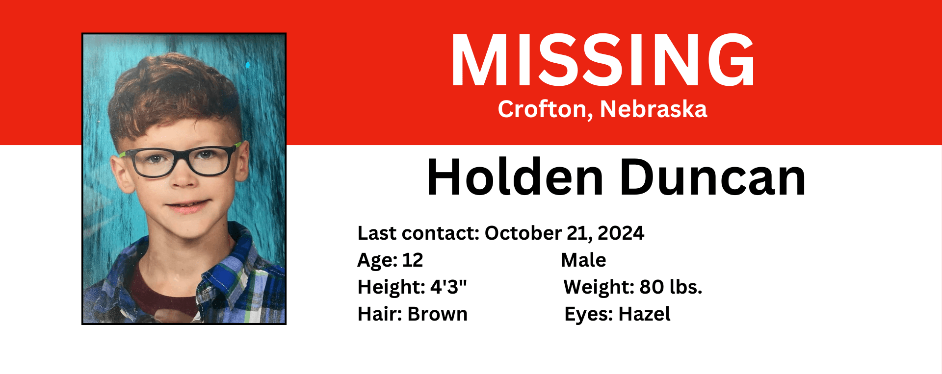 Missing Holden Duncan banner Daily News by Hale Multimedia
