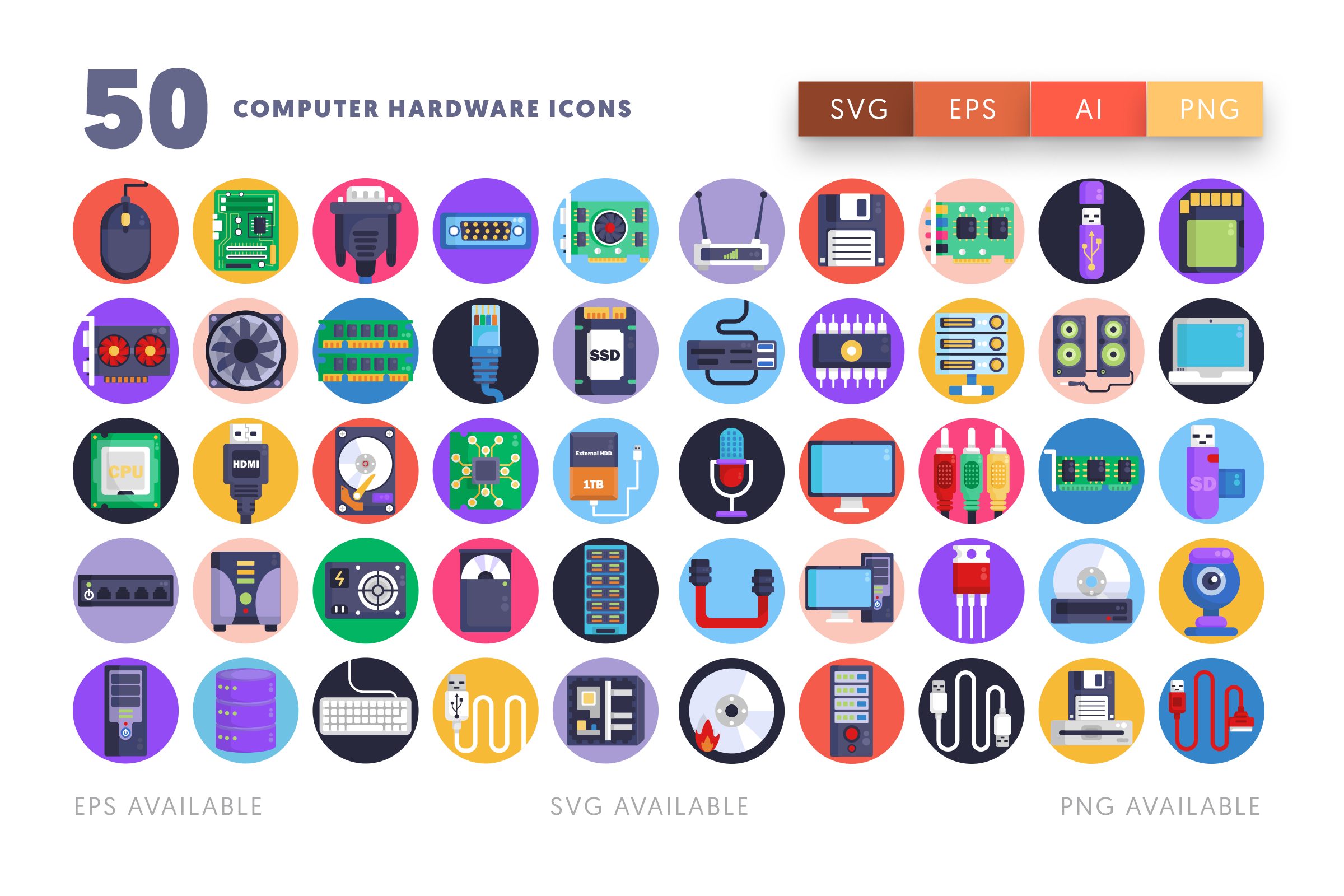 50 Computer Hardware Icons Dighital Icons Premium Icon Sets For All