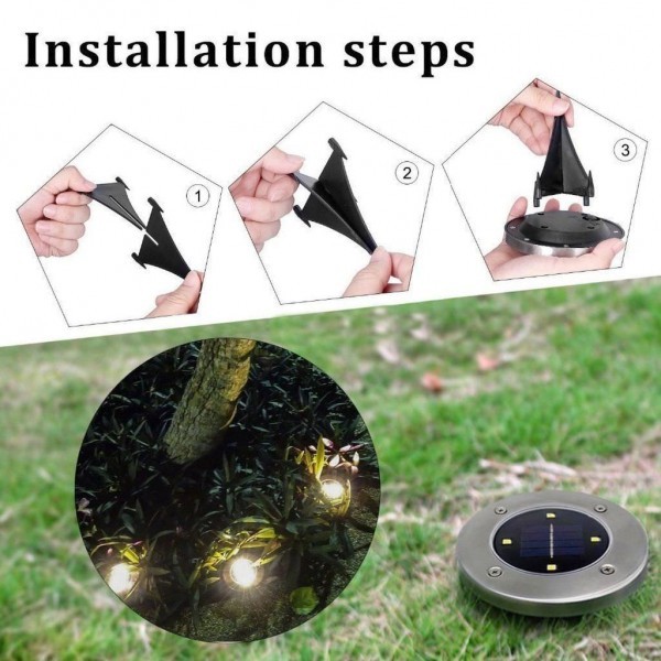 LED spotlights med solceller att fästa i marken hittar du