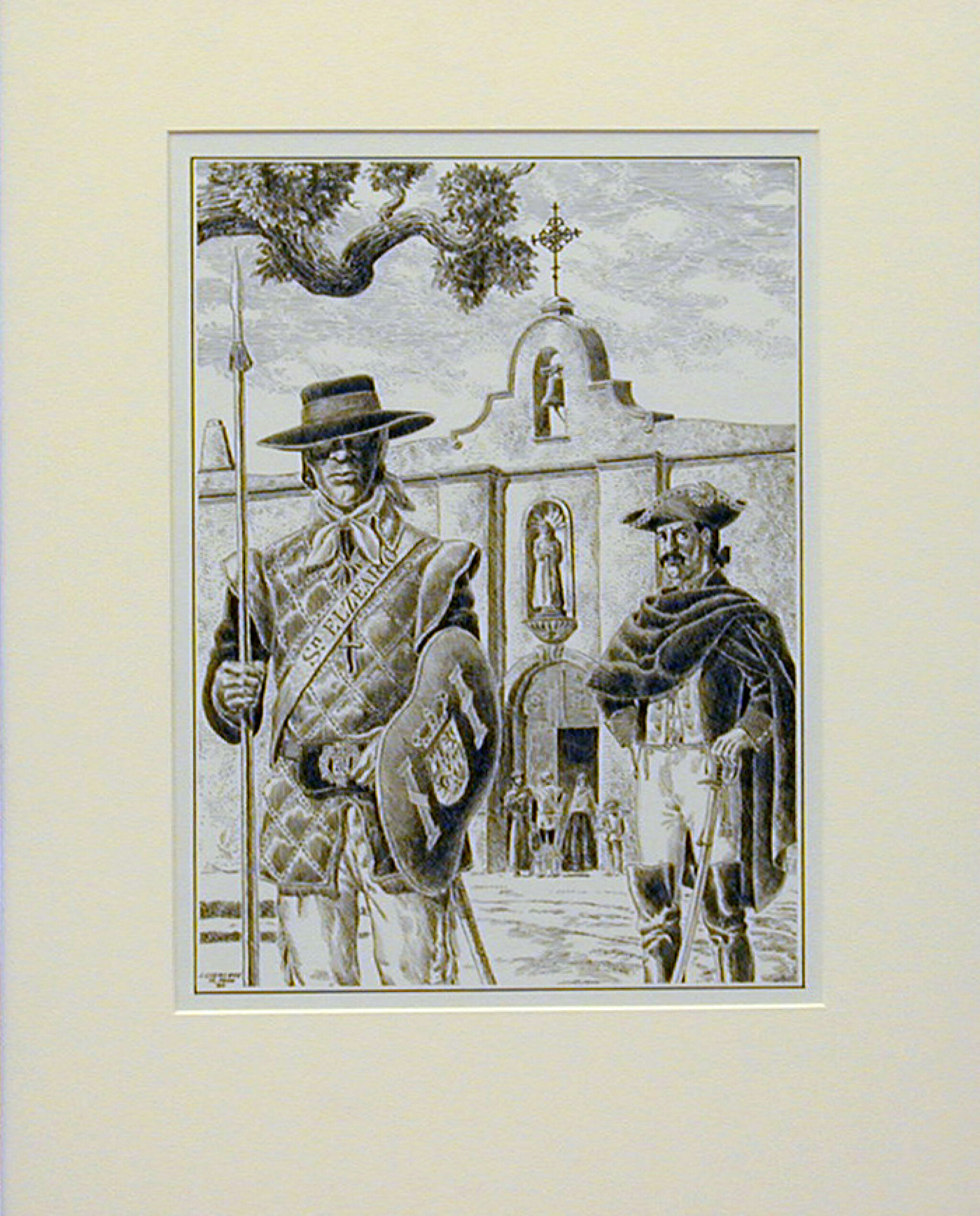 Drawing San Elizario by Jose Cisneros DIGIE