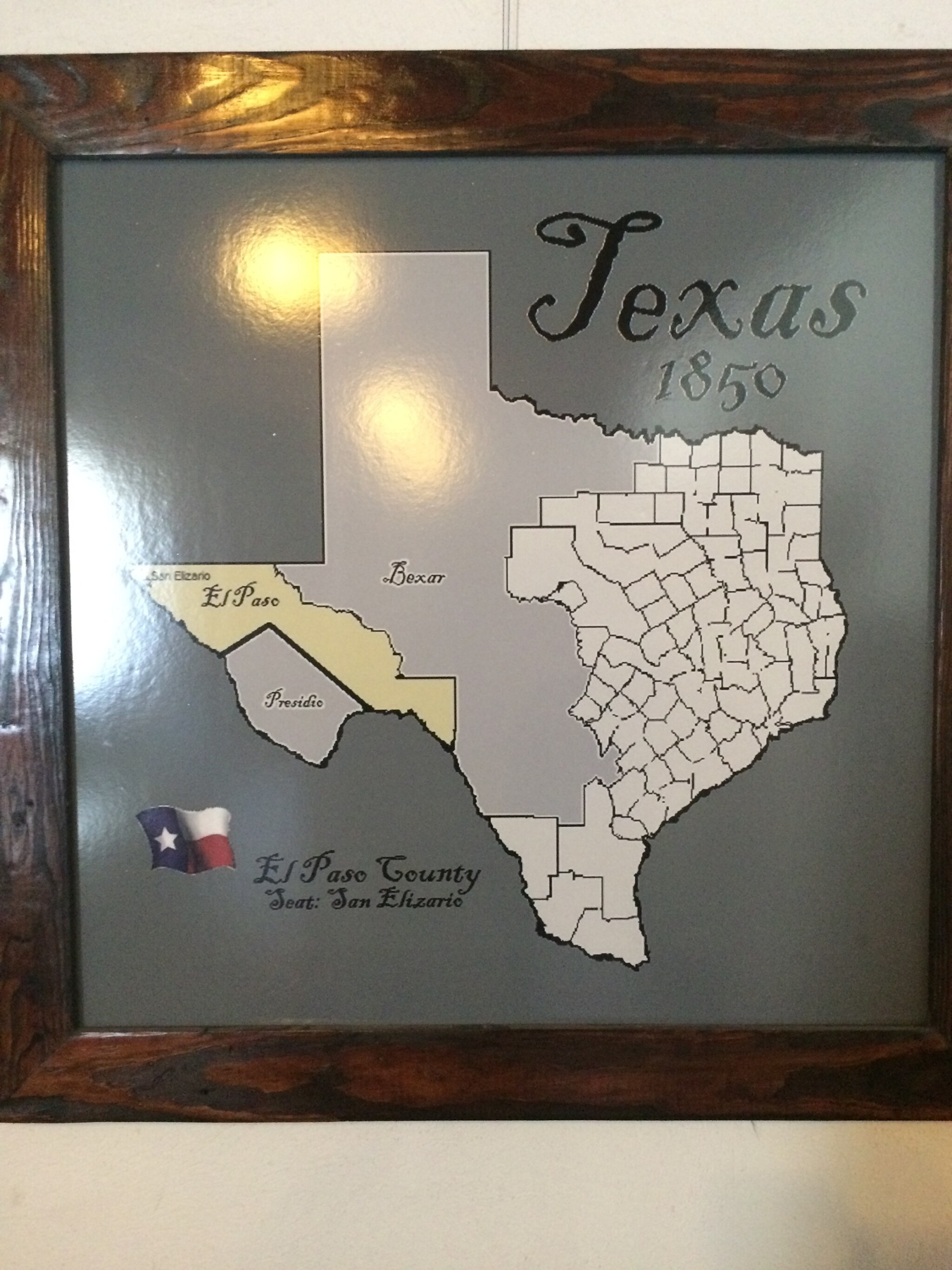 Map of El Paso County 1850, San Elizario as County Seat DIGIE