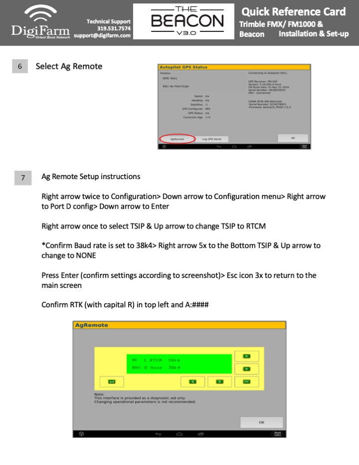Trimble FMX/FM1000 QRC DigiFarm Knowledge Base