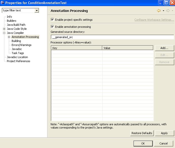 Java Le annotazioni con Eclipse a APT