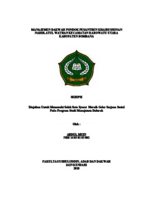 Manajemen Dakwah Pondok Pesantren Khairussunan Nahdlatul Wathan Kecamatan Rarowatu Utara Kabupaten Bombana - Repository Iain Kendari