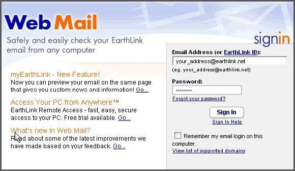 EarthLink Outage Down & Webmail login not working for many users