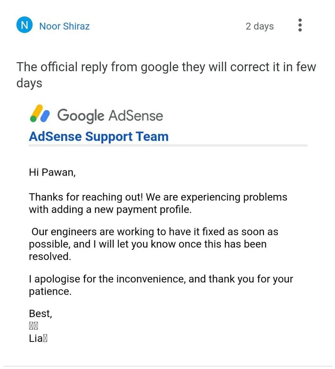Google Adsense Bug Add new Payment Method option not showing