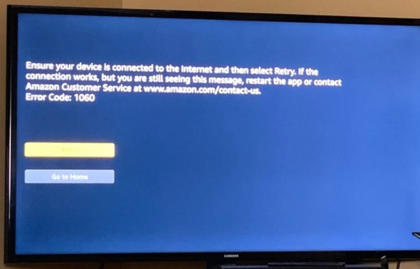 Amazon Prime Video showing error code 1060 on Apple TV How to fix it