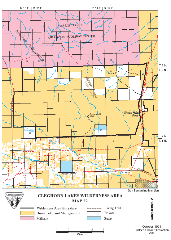 Map of Cleghorn Lakes Wilderness
