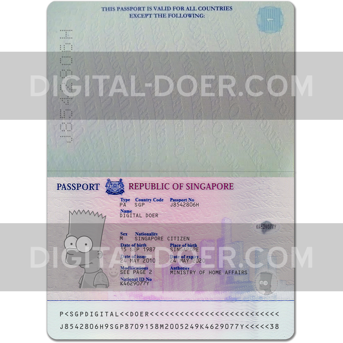 Singapore Passport Editable Template PSD
