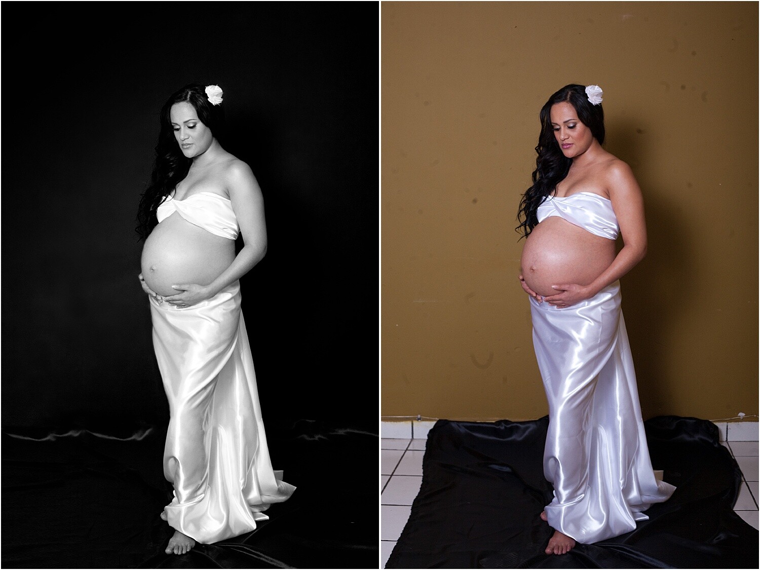 Image: In the before photo, we covered the floor with a black sheet so we could photoshop the black...