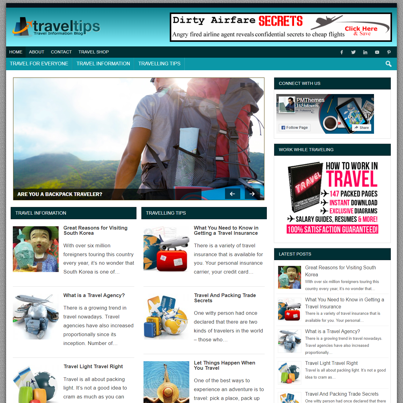 Travel Tips PreMade WordPress Blog Digital Products Pro