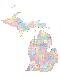 Editable Michigan Map Counties and Roads - Illustrator / PDF | Digital