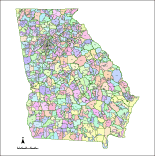 Editable Georgia Map with Counties & Zip Codes - Illustrator / PDF