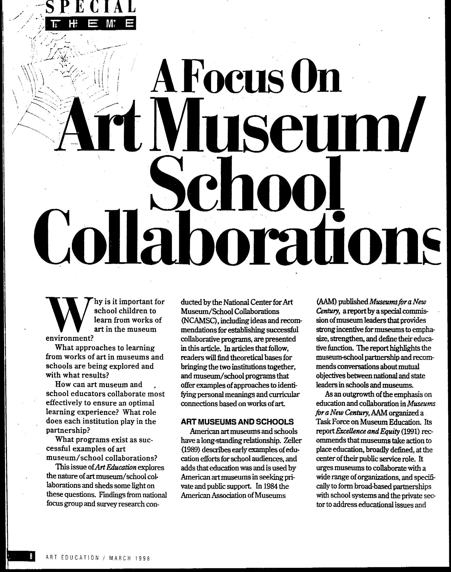 A Focus On Art Museum / School Collaborations UNT Digital Library
