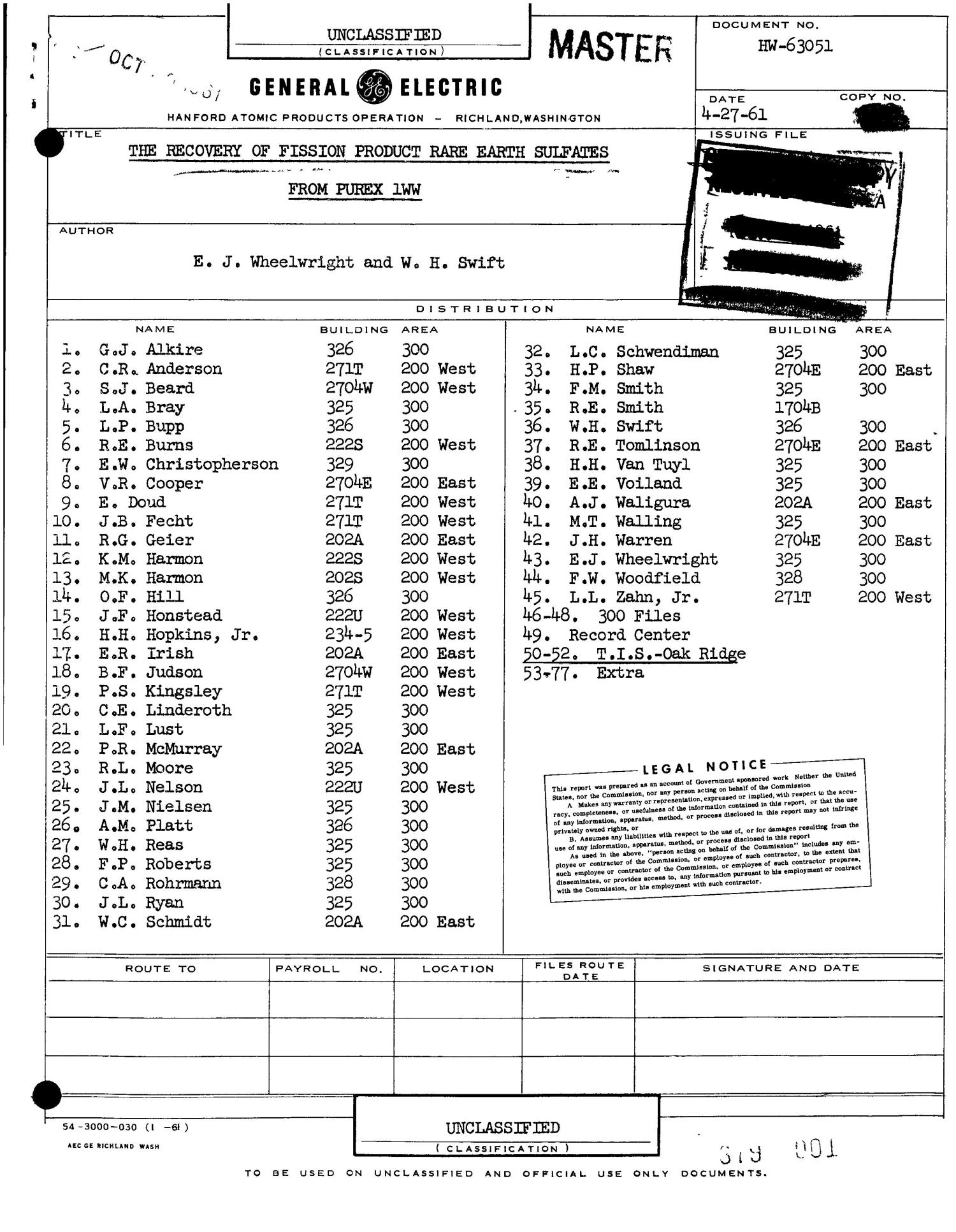 THE RECOVERY OF FISSION PRODUCT RARE EARTH SULFATES FROM PUREX 1WW