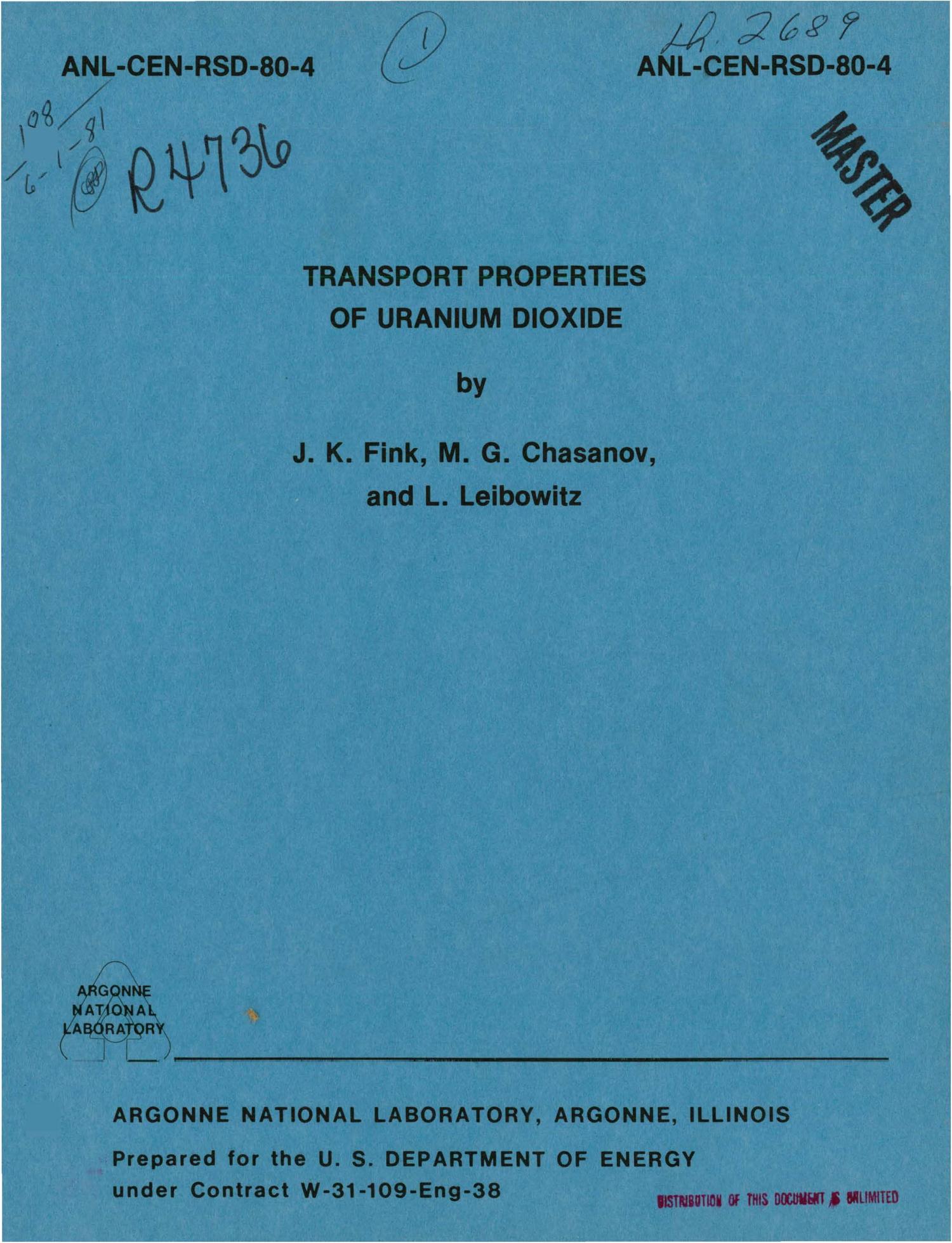 Transport properties of uranium dioxide UNT Digital Library