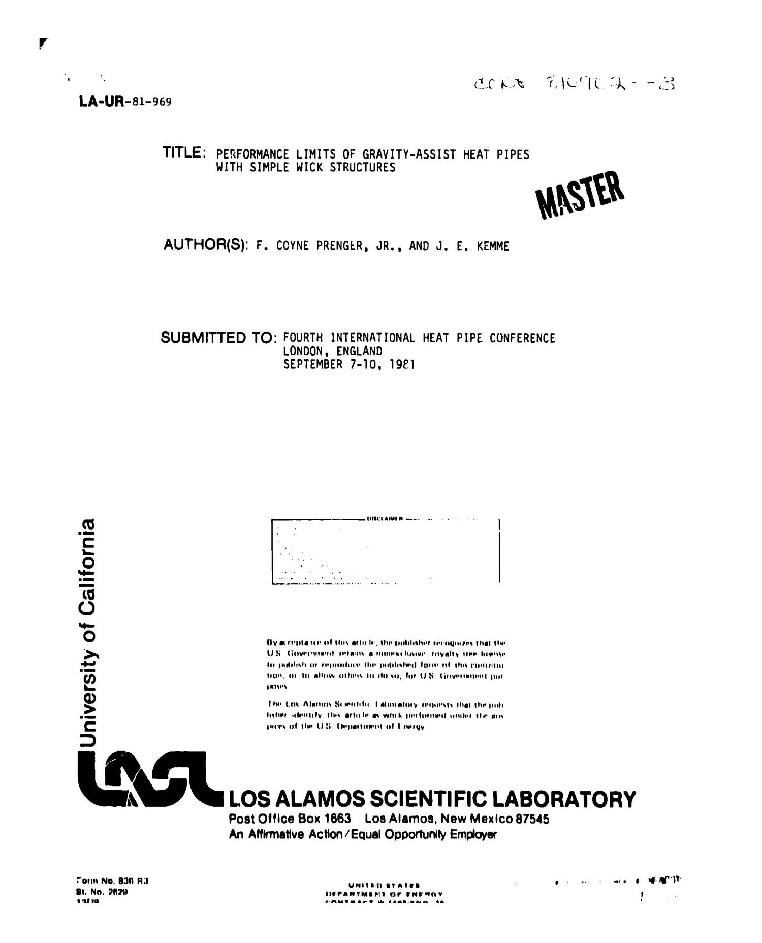 Performance limits of gravityassist heat pipes with simple wick