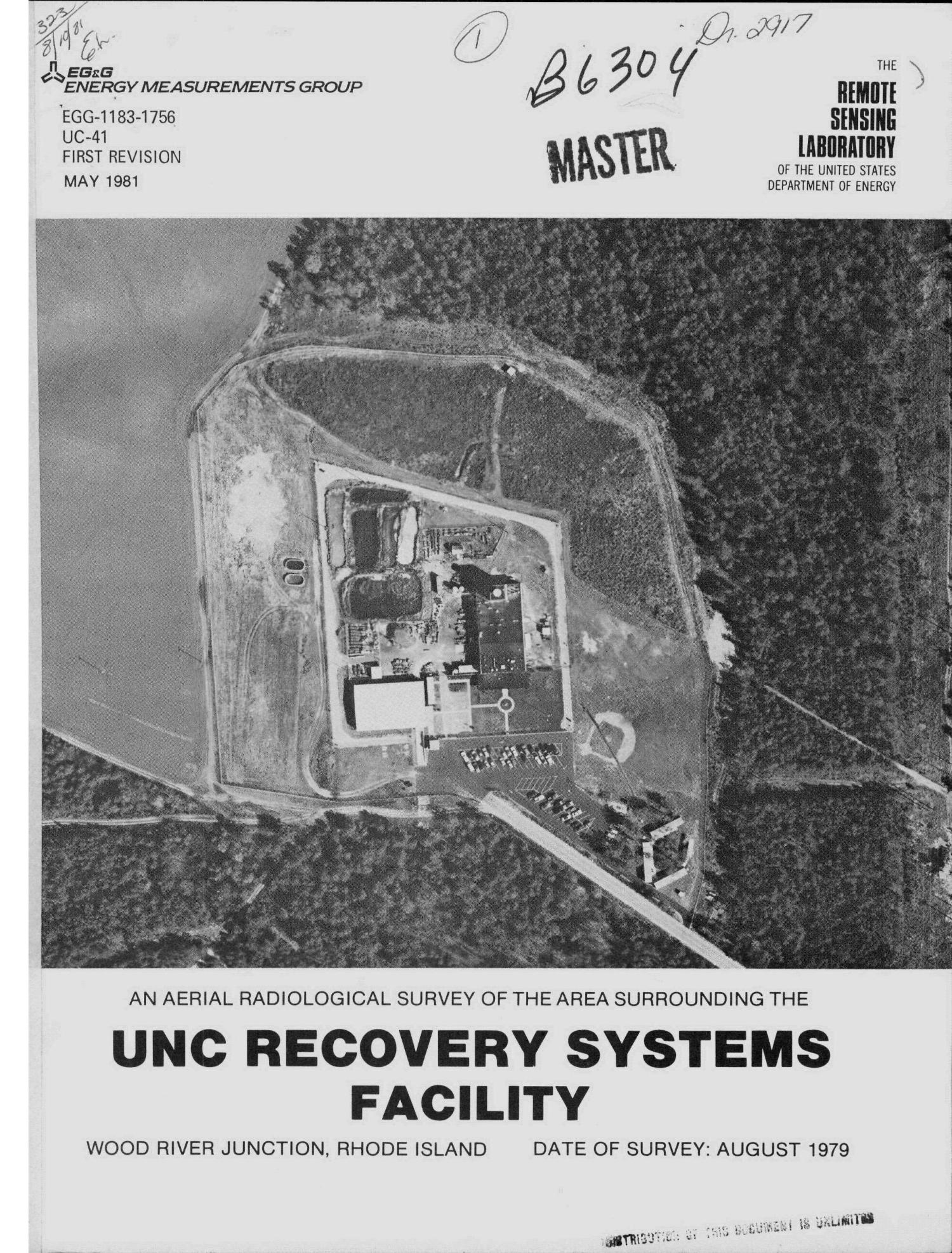 Aerial radiological survey of the area surrounding the UNC Recovery