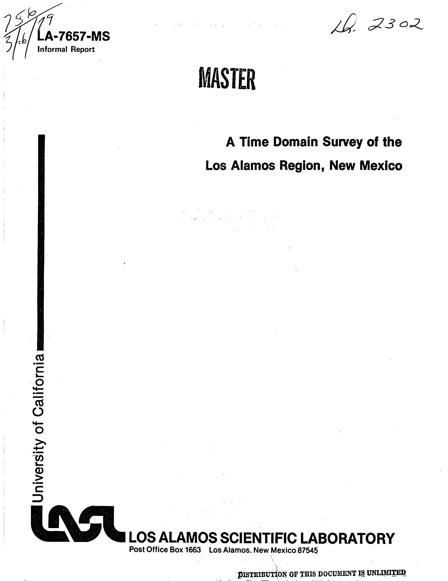 Time domain survey of the Los Alamos region, New Mexico Page 1 of 40
