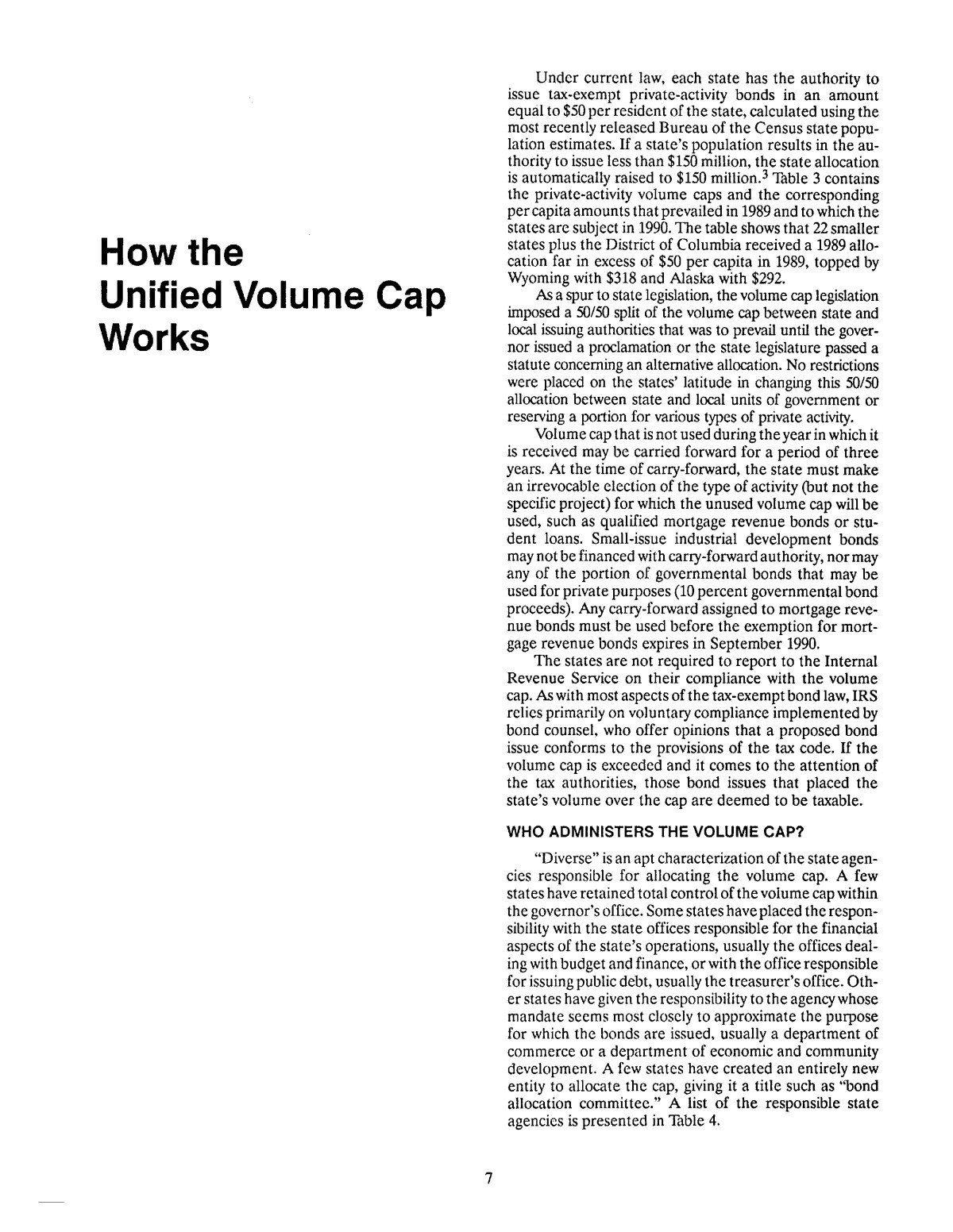 The volume cap for taxexempt privateactivity bonds state and local